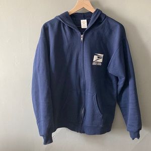 usps zip up navy hoodie